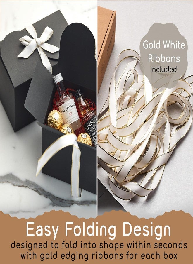 Hayley Cherie Black Kraft Gift Boxes with White & Gold Ribbons (20 Set) 6.5” x 4” Small Rectangle Cardboard Treat Boxes with Lids for Gift Giving, Weddings, Party Favors, Cookies, Christmas, Groomsmen, Bulk, Empty - Image 5